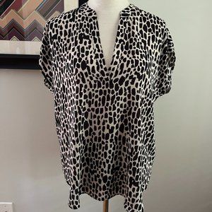 NWOT Cynthia Steffe Tan/Black Animal Print Top M